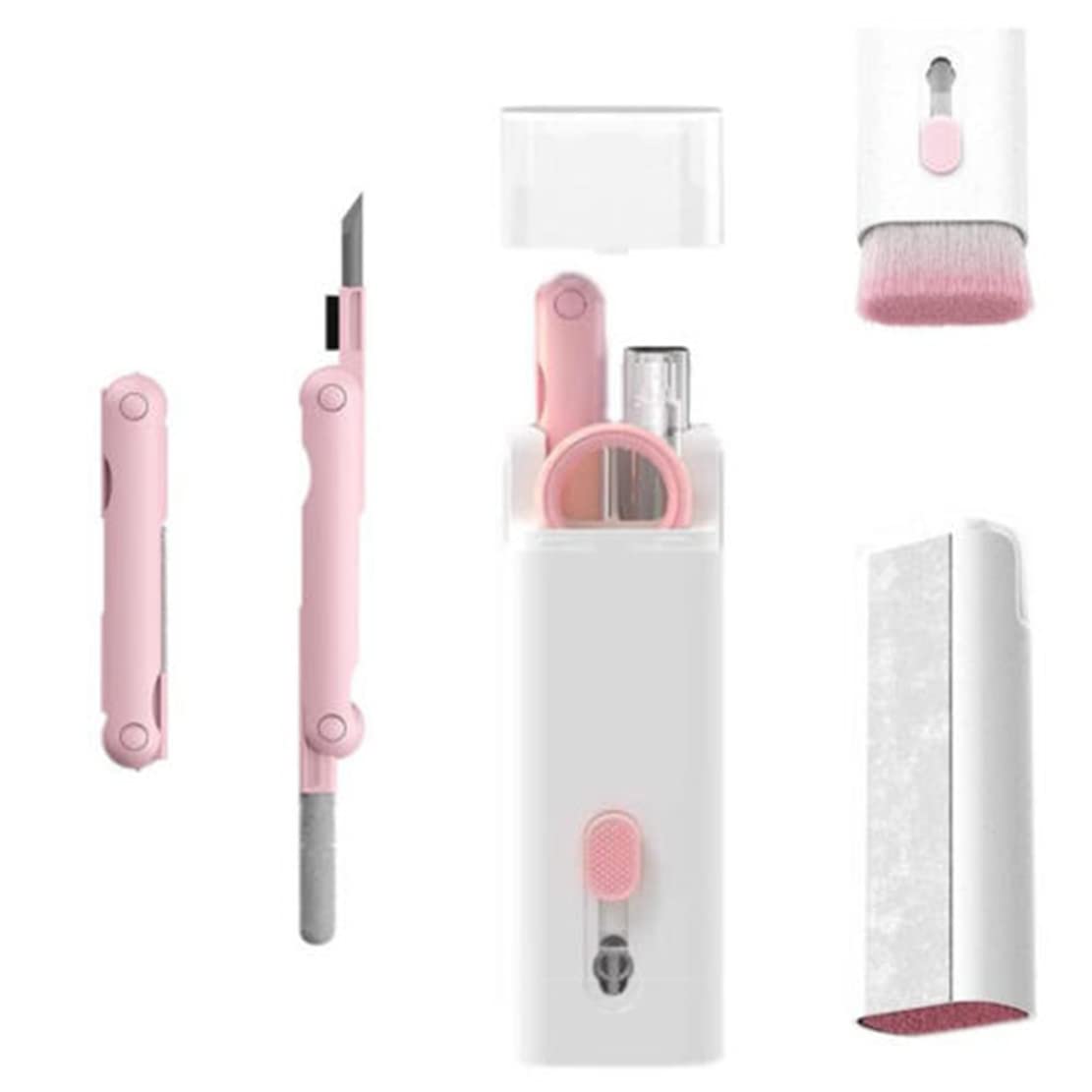 WIZOLA 7-in-1 Electronics Cleaner Kit - Keyboard Cleaner Kit, Portable Multifunctional Cleaning Tool For Pc Monitor, Earbud, Cell Phone, Laptop Etc (Pink)