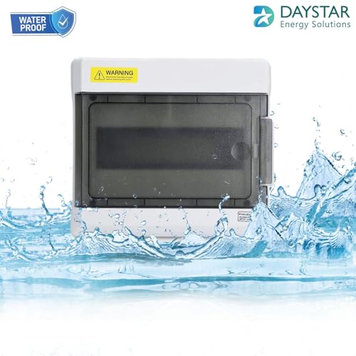 Image of Daystar Solutions Weatherproof IP65 MCB Box with PVC Enclosure and Open-Type Cover for Outdoor Power Distribution | Rated Heavy Quality ABS Plastic material | With Din Rail | Pack of 1 | 9 Way MCB Box