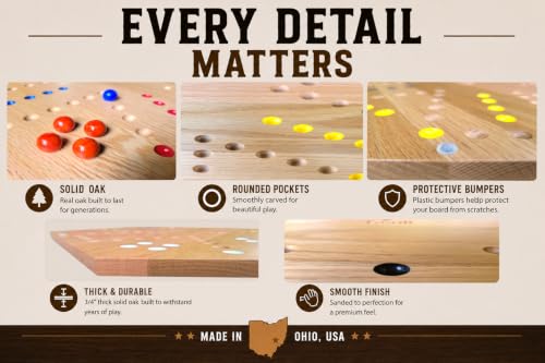 20 Inch Solid Oak Double-Sided Marble/Wahoo Board Game miniatura 5