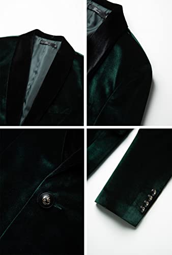 THWEI Mens Velvet Blazer Slim-Fit Solid Color One Button Blazer Sport Coat Jacket for Wedding Dinner Party3