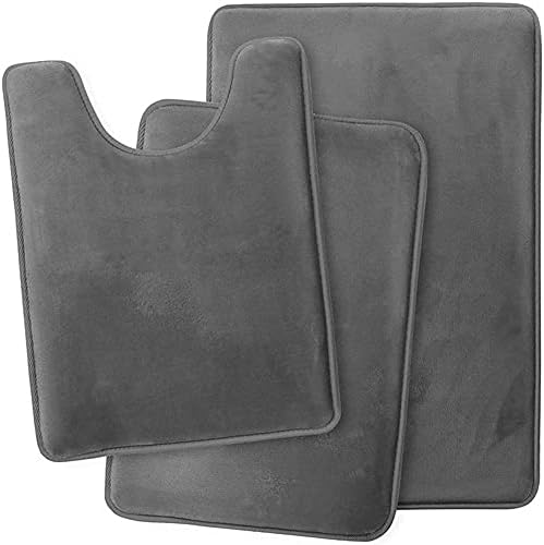 ETOPARS Set of 3 Plush Memory Foam Bath Rug Set Soft Absorbent Bathroom Mat Non Slip Mat, Toilet Lid Cover, U Shaped Contour Rug