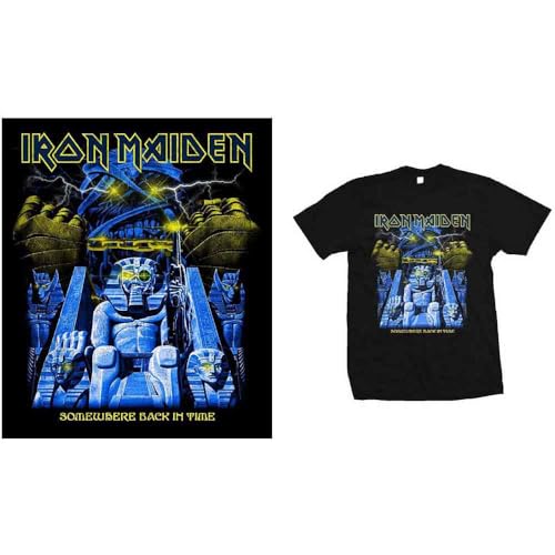 Rock Off officially licensed products Iron Maiden T Shirt Back in Time Mummy Band Logo Nouveau Officiel Homme Noir Size XL
