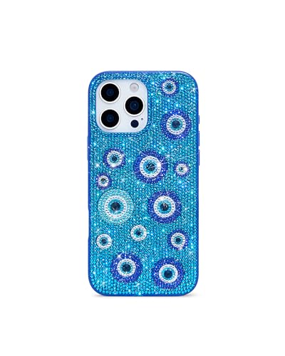 Image of JW PEI Evil Eye Artificial Crystal Embellished Phone Case - Blue