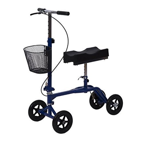 HomCom Steerable Knee Walker Scooter w/Basket - Blue