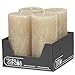 Produktbild DecoLite: Stumpenkerzen Rustik 4er Set 140x70 mm | Selbstverlöschend Safe Candle | Durchgefärbt RAL-zertifiziert | Brenndauer ca. 69h | Made in Germany | Rustik Deko Kerzen (sahara)