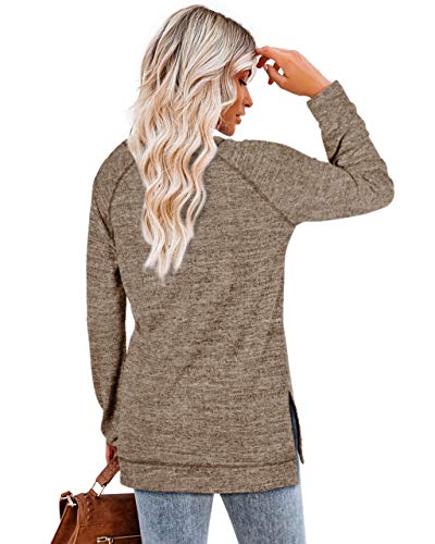 Image of Aokosor Womens Sweaters Long Sleeve Shirts Lightweight Side Split Tunic Tops for Leggings Trending Now 2023