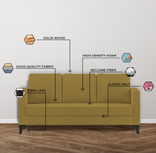 Image of The MM Furniture store Premium Fabric Sofa - Dirty Gold (3+1+1 Seater)