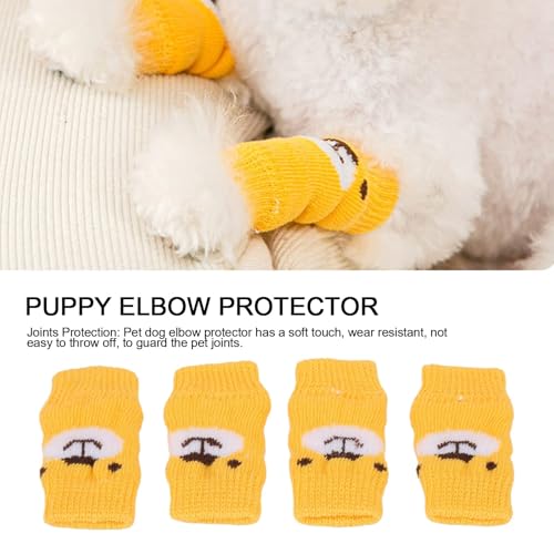 Image of Dog Leg Brace Set, Elastic Joint Support Wraps Protecting Hock Knee Elbow for Daily Recovery Cotton Polyurethane Cartoon Pattern 4 Pack