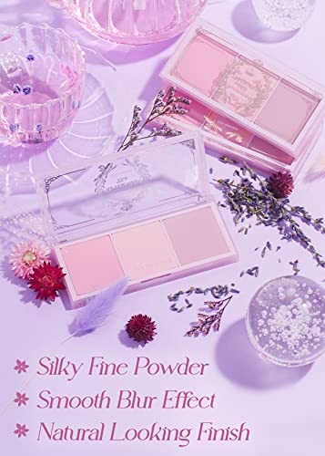 I'm Meme Palette - Afternoon Tea Blusher | Blossom Tea Blended, Cool Tone Blush For Cheek, Soft Pink, Peach, Lavender, 3 Shades Palette, Matte Powder Blush For Face & Cheeks, For All Skin Tones, 0.4Oz #TOP2