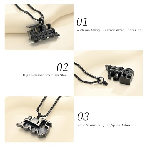 Stainless Steel Mini Train Cremation Jewelry For Ashes Memorial Urn Necklace Keepsake Urn Pendant For Loved Ones3