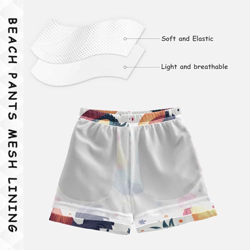 Pigsaly Boys Swim Trunks Cartoon Flowers Roosters Boys Board Shorts Swimsuit Swimwear Summer Bathing Suit S4