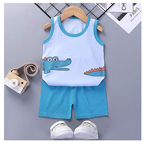 Image of Toddler Boys 4 PCs Tank Top and Shorts Set Summer Sleeveless Cotton Outfit