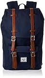 Herschel Little America Laptop Backpack, Navy/Tan Synthetic Leather, Mid-Volume 17.0L
