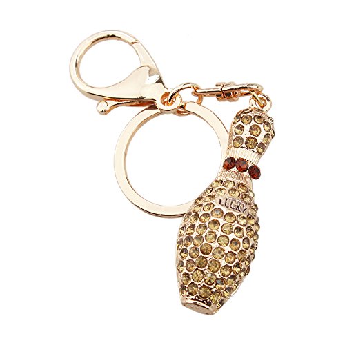 FOY-MALL Creative Bowling Perfume Bottle Shape Rhinestone Alloy Women Car or Bag Keychain H1033
