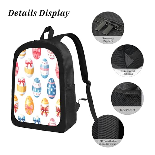 3PCS Backpack for Women Men With Lunch Box Pencil Bag 17 Inch Lightweight Adjustable Strap Back Pack 3 In 1 Set Easter Egg Festival Casual Daypack Unisex Fit Travel Work Camping4