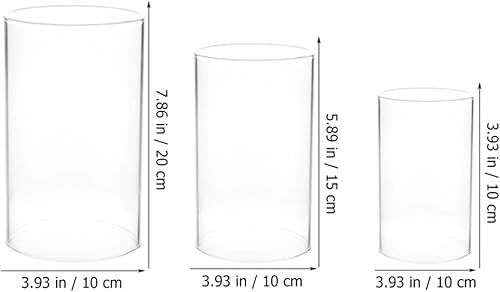 Miniatura 6 de Beavorty 3 piezas de pantalla de vidrio para la chimenea cubierta transparente de extremo abierto portavelas de vidrio transparente pantalla de tubo