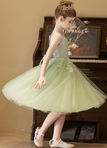 Lace Flower Girl Dresses for Wedding Puffy Tulle First Communion Dress for Girls Party Pageant Gown with Bow4