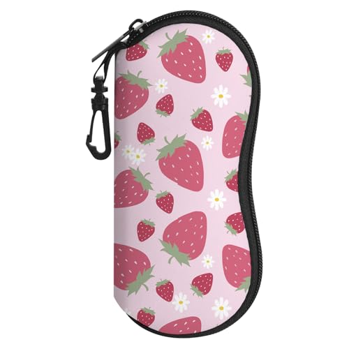 Image of Sunglasses Soft Case, Cute Ultra Light Portable Neoprene Zipper Eyeglass Glasses Case with Belt Clip for Men Women