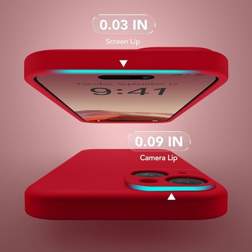Image of Magnetic for iPhone 15 Plus Case, Compatible with MagSafe, [Full Camera Protection][Screen Protector] Silicone Shockproof Protective Phone Case for iPhone 15 Plus 6.7 inch, Red