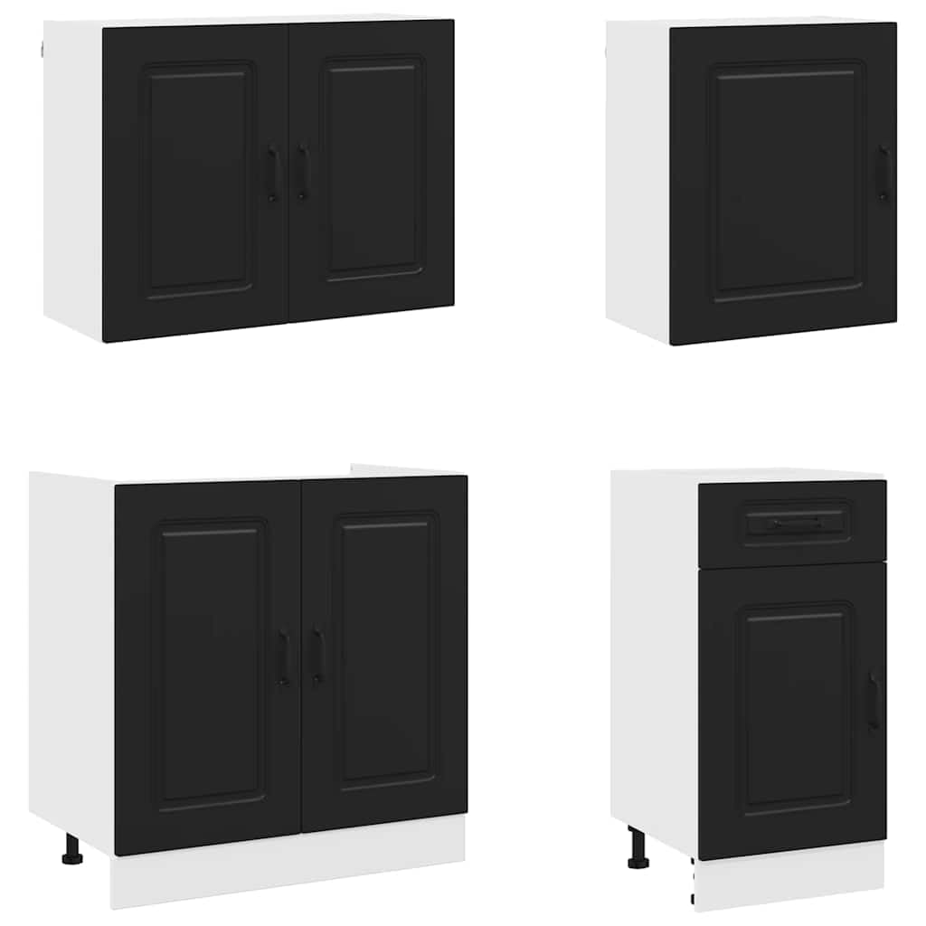 Set mobili da cucina 7 pezzi nero Kalmar Modulare cucina