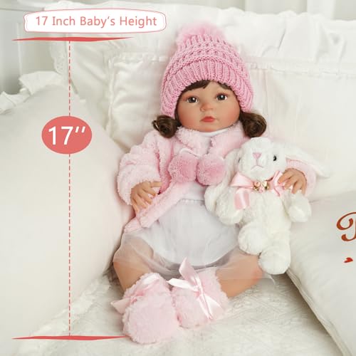 BABESIDE Reborn-Baby Puppe Mädchen Lebensecht 20 Zoll Kleinkind Realistisches Neugeborenen-Puppenmädchen mit offenen Augen Weicher Stoffkörper Baby-Puppe mit Haaren – Bild 4