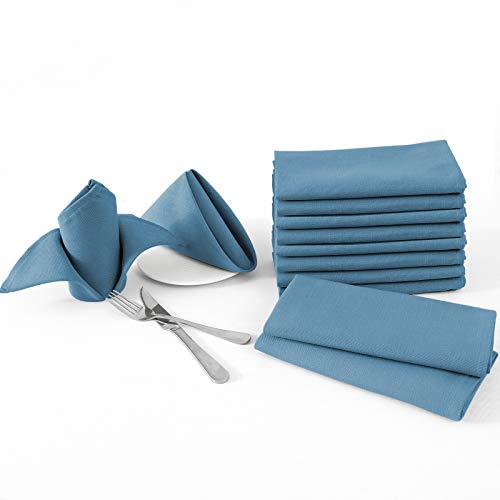 Cloth Napkins Set Of 12 (18" X 18") Linen Textured Dinner Napkins Waterproof Extra Soft Thick Durable Reusable Napkins With Hemmed Edges For Family Dinners, Weddings And Everyday Use, Ink Blue #TOP3