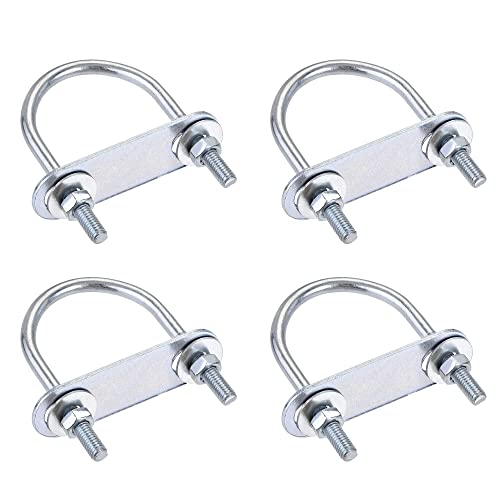 uxcell Round U-Bolts 4 Sets 1.65"(42mm) Inner W 70mm L Steel M6 with Nut