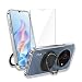 Jiaxinhong Case for ZTE Blade A76 5G Phone Case with 1x Tempered Glass Screen Protector and 1x 360° Ring Stand, Compatible with MagSafe, Transparent Soft Silicone TPU, Anti-Drop Protective Cover