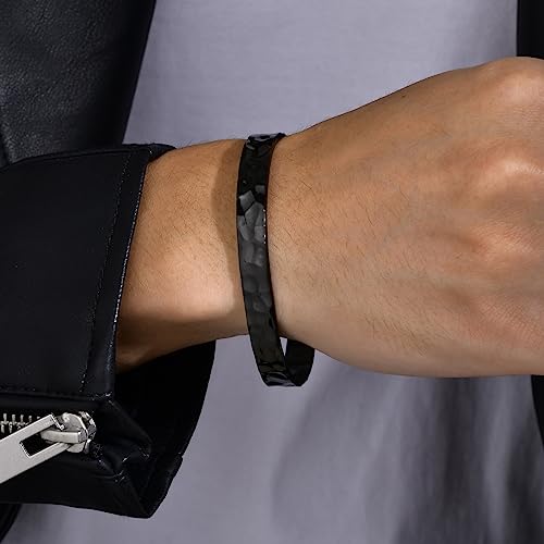 Mealguet Hammer Finished Bangle Bracelet,Black thumb #6