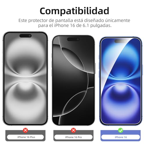 Miniatura 2 de New C 2 X Protector Pantalla Para Iphone 16 6,1 Pulgadas Y 2 X Protector Pantalla Protector De Lente De Cámara - Cristal Templado - Ultra Resistente - Herramienta De Instalación Fácil Incluida