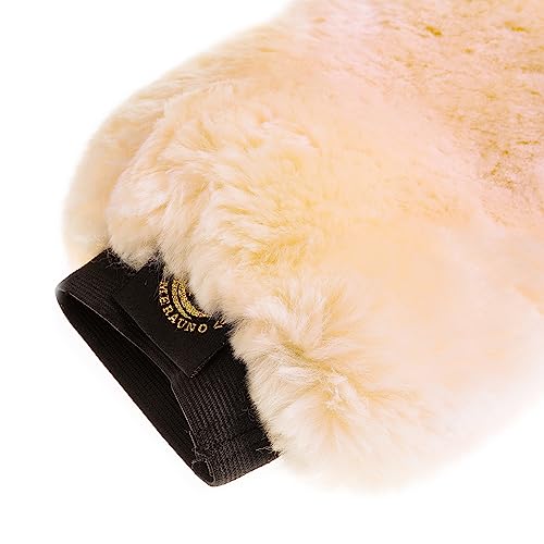Merauno® Lammwolle Putzhandschuh, aus Qualitäts Merino Lammwolle. Farbe:Natur, Schwarz, Braun, Anthrazit