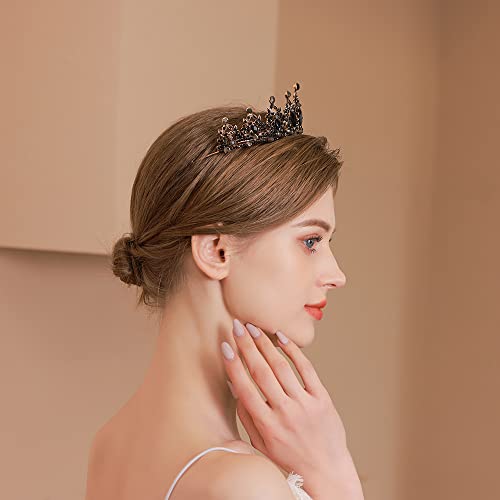 Kamirola - Queen Crown And Tiara Princess Crown For Women And Girls Crystal Headbands For Bridal, Gothic Halloween Costumes For Women Prom Halloween Accessories (Black) #TOP6