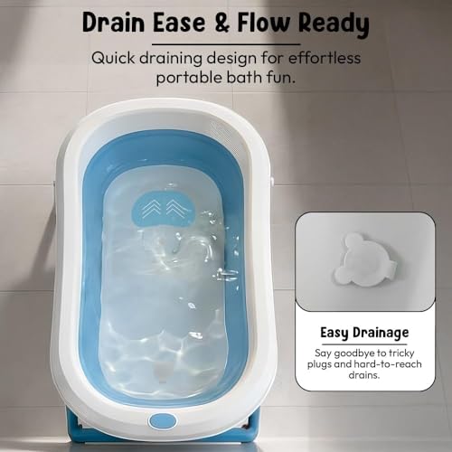 Image of StarAndDaisy Baby Bath Tub for 0 to 5 Years /Bath Tub for Kids 0-3 Years, Tub for Girls & Boys with oldable Legs, Easy to Store -Green Pink