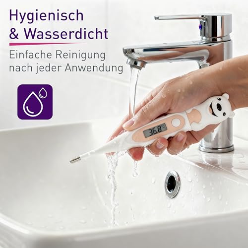 scala SC 44 flex Digitales Fieberthermometer Baby & Kinder – 10 Sek. Messzeit, flexible Spitze, Fieberalarm, wasserdicht – oral, rektal & axillar – Eisbär Motiv