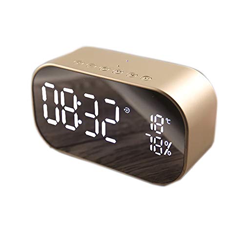Alarm Clock Radio Bluetooth,Speaker Digital Clocks Bedside with Thermometer Dimmable Led Display Dual
