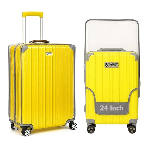 Image of Suitcase Cover 24 Inch Trolley Bag Cover Transparent PVC Suitcase Bag Cover with Zipper Dustproof Waterproof & Cabin Bag Anti-Scratch Luggage Cover for Travel Accessories, (Grey, Pack of 1, 24 Inch)