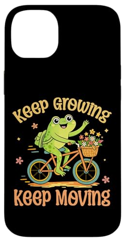 Keep Growing Keep Moving Cottagecore Frog ���킢�� �|�W�e�B�u �X�}�z�P�[�X iPhone 14 Plus �p