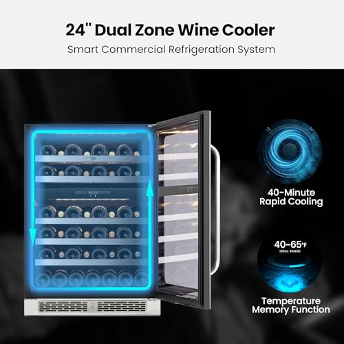 Image of Whynter 46 Bottle Wine Cooler Refrigerator, 24 Inch Wine Fridge Dual Zone, 40-65F Wine Refrigerator, 3 LED Wine Cellar Glass Door, Built-in or Freestanding for Home Bar Kitchen Office(5.65 cu.ft)