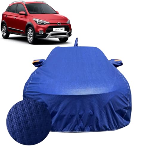 Image of Car Cover Compatible For Hyundai i20 Active (2015-2019)| 100% Waterproof Cover with Antenna & REFLECTIVE Mirror Pockets | Dustproof, Scratchproof, Heatproof Car Cover |Soft Cotton Lining|BLUE