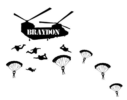 Vinilo Decorativo Personalizado Army Chinook y Paracaidistas