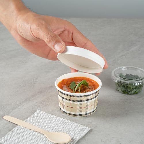 Image of Restaurantware Tan 50 Count To Go Cup Disposable 3 x 3 x 1.8 Inches Paper Mini Cup Grease-Resistant Cup Recyclable Durable Design