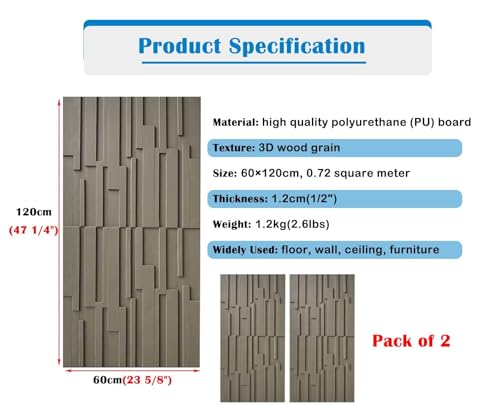 Paneles de pared 3D de madera sintética en placas de PU cortables e impermeables 6