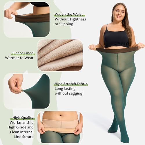 Image of UISLII Plus Size Fleece Lined Tights for Women