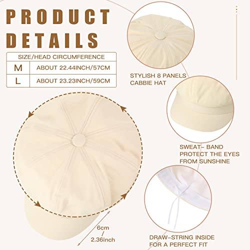 Geyoga 2Pcs Women Newsboy Cap Summer Hats Visor Beret Hats 8 Panels Cabbie Hat Octagonal Cap For Women Girls (Black And Beige, Medium) #TOP5