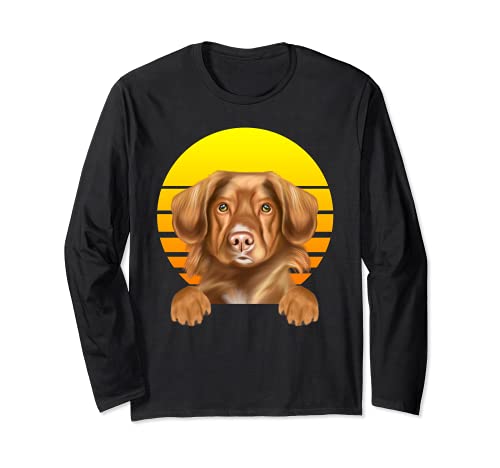 Vintage Sunset Duck Tolling Retrievers Dog Lover Long Sleeve T-Shirt, Black
