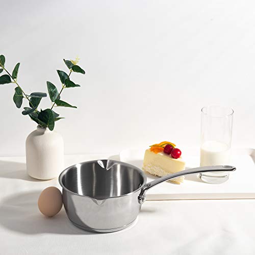 Imeea Butter Melting Pot Butter Warmer 18/10 Tri-Ply Stainless Steel Saucepan With Dual Pour Spouts, 0.5-Quart, Silver #TOP1