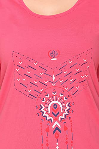 Image of CUPID Regular Fit Cotton Round Neck Half Sleeve T-Shirt, Plus Size Night n Sleep Wear, Daily Use Gym n Lounge Wear Long Tops for Women 5XL, Pink