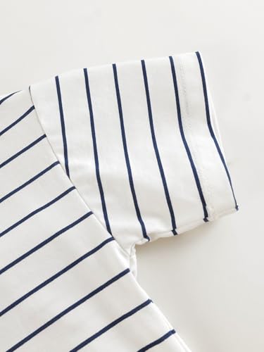 marc & janie Girls Cooling Short Sleeve T-Shirt Comfort Breathable Navy Stripe Crew Neck Tops 550683 6