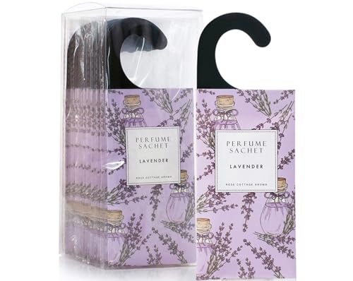 ROSE COTTAGE Large 12 Packs Lavender Hanging Closet Deodorizer Air Freshener Long Lasting Scented Sachets Smell Goods for House