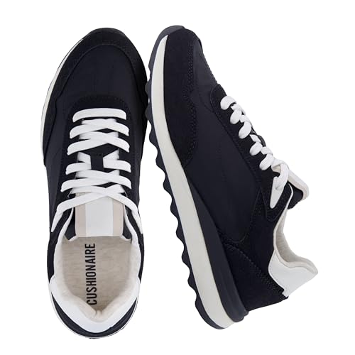 CUSHIONAIRE Kicks Fashion Sneakers for Women, Lightweight Non-Slip Lace Up Shoes with Memory Foam, BLACK 6